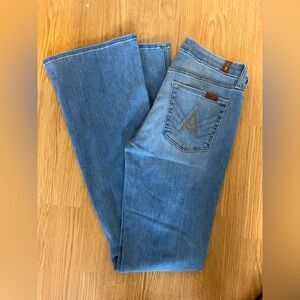 7 For All Mankind Medium Blue A-Pocket Flare Leg Jeans